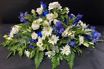 Blue and White Double Ended funerals Flowers